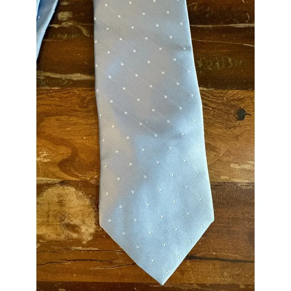 Stafford 100% Silk Tie Light Blue White Polka Dot Extra Long 62” Men’s Necktie